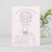 Fille Hot Air Balloon Bunny Baby Shower Invitation (Debout devant)