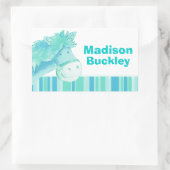 Fille id nom complet aqua pony cheval autocollant (Sac)