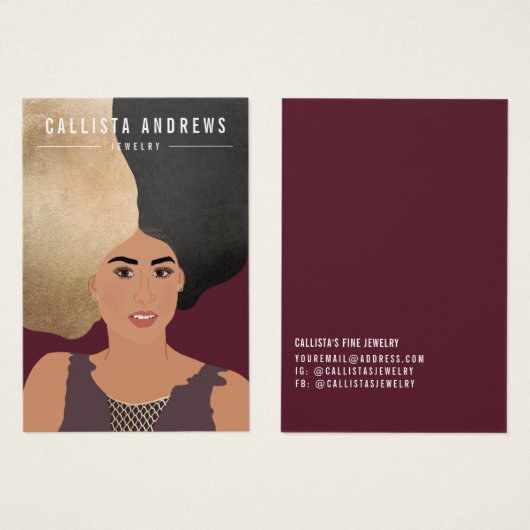 Fille Illustration de mode à l'oreille carte d'aff (Devant & derrière)