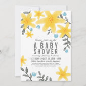 Fille Invitation de Baby shower jaune tropical (Devant)
