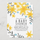 Fille Invitation de Baby shower jaune tropical (Devant / Derrière)