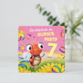 Fille invitation de fête d'anniversaire de 7 ans (Debout devant)