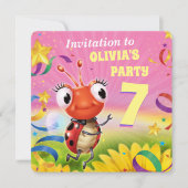Fille invitation de fête d'anniversaire de 7 ans (Devant)