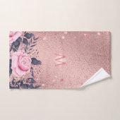 Fille jamais ROSEGOLD Bleu rose Floral MONOGRAS (Serviette à main)