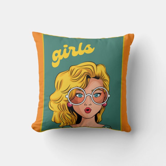 Fille Jaune branchée Belle coussin (Recto)