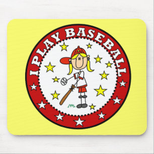 Fille je joue au baseball tapis de souris