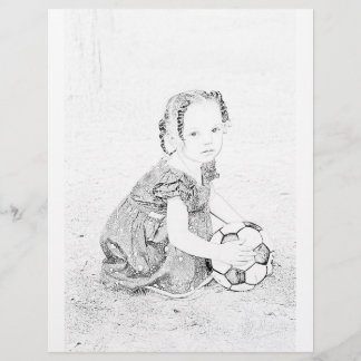 Fille jouant au football page à colorier