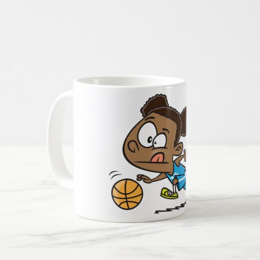 Fille Jouant Basketball Café Mug (Devant gauche)
