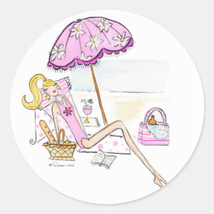 Fille - Jour à la plage Stickers