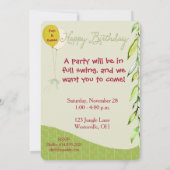 Fille Joyeux Singe Invitation d'anniversaire (Dos)