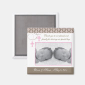 Fille jumelle Baptême / Faveur du baptême - Magnet (Recto/Verso)