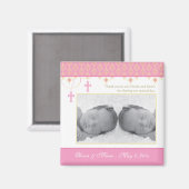 Fille jumelle Baptême / Faveur du baptême - Magnet (Recto/Verso)