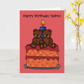 fille jumelle sur une carte de gâteau d'anniversai (Fleur jaune)