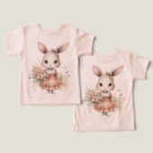 Fille Lapin De Pâques En Robe Rose (Design Recto & Verso)
