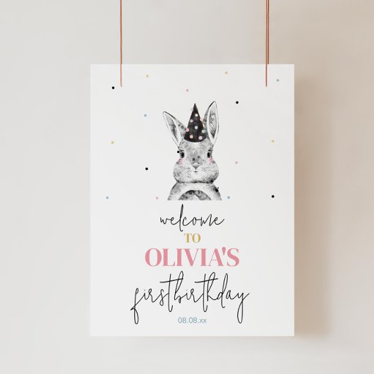Fille Lapin Lapin Affiche de bienvenue de fête d'a