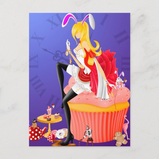 Fille lapin sur carte postale cupcake (Devant)