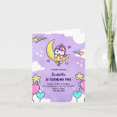 Fille Licorne Deux Invitation Anniversaire Violett (Devant)