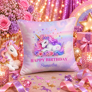Fille Licorne Fantastique Anniversaire Oreiller Ro
