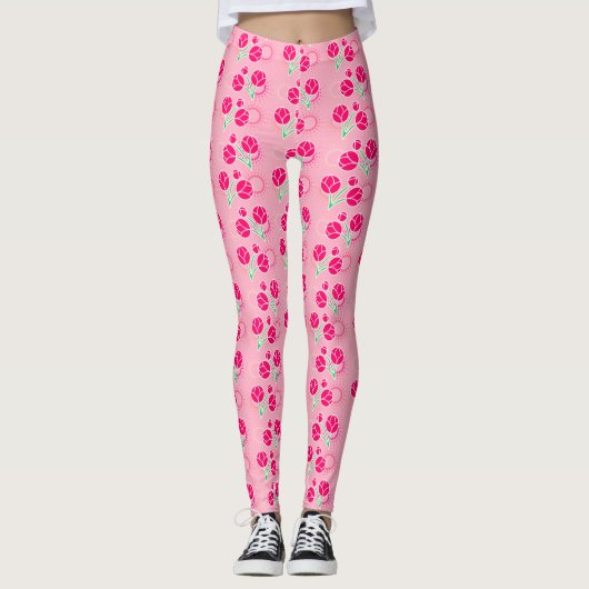 Fille Lotus rose Fleur Flore Pattern Leggings (Devant)