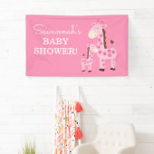 Fille maman et bébé Giraffe Douche bannière rose (En situation)