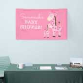 Fille maman et bébé Giraffe Douche bannière rose (Salon professionnel)