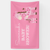 Fille maman et bébé Giraffe Douche bannière rose (Vertical)