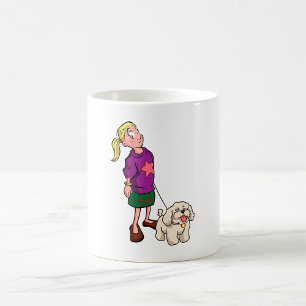 Fille Marcher Un Chien Café Mug