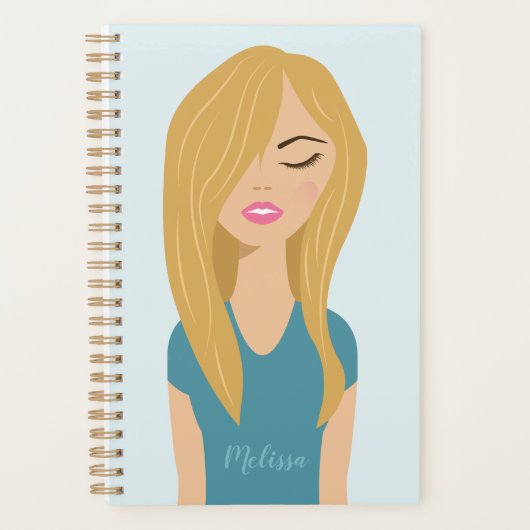 Fille mignonne avec illustration de cheveux longs (Devant)