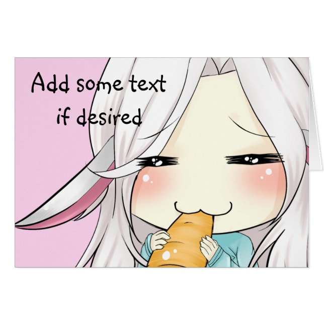 Fille mignonne avec la carte de chibi d'oreilles (Devant horizontal)