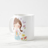 Fille mignonne avec Mug de crème glacée (Devant gauche)