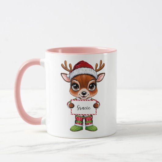 Fille mignonne Bébé Reindeer Mug (Gauche)