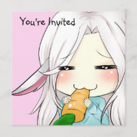Fille mignonne de chibi avec des invitations