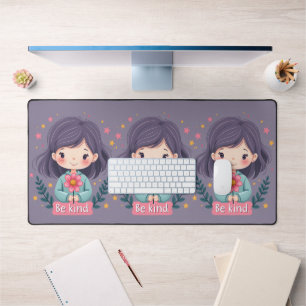 Fille Mignonne Sois Gentille avec Fleur Art Positi