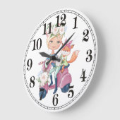 Fille mignonne sur Scooter avec Fox Wall Horloge (Angle)