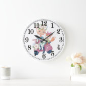 Fille mignonne sur Scooter avec Fox Wall Horloge (Maison)