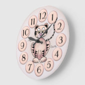 Fille mignonne Tigre rose Princesse Horloge murale (Angle)