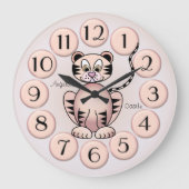 Fille mignonne Tigre rose Princesse Horloge murale (Recto)