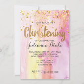 Fille moderne Christening Watercolor Invitation (Devant)