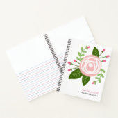 Fille moderne rose floral personnalisé nom carnet (Intérieur)