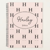 Fille Monogramme Motif Calligraphie Nom Blush Pink (Devant)