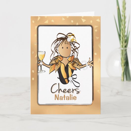 Fille mousseuse glam n'importe quel âge carte d'an (Devant)