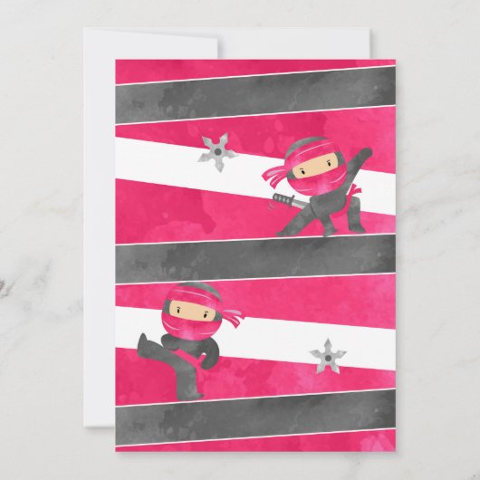 Fille Ninja Karate Invitations de fête d'anniversa (Dos)