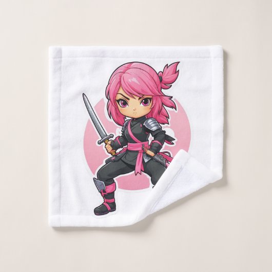 Fille Ninja rose (Gant de toilette)