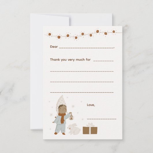 Fille Noël Merci note, remplir la carte (Devant)