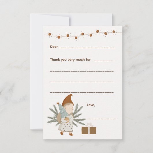 Fille Noël Merci note, remplir la carte (Devant)