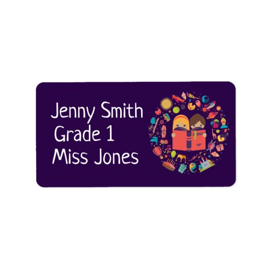 Fille nom de sujet école étiquettes (Devant)