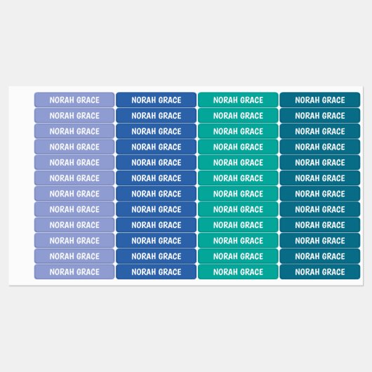 Fille nom étiquette étanche, sirène couleurs de l' (Feuille)