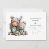 Fille originale 4e anniversaire Invitations fantai (Devant)