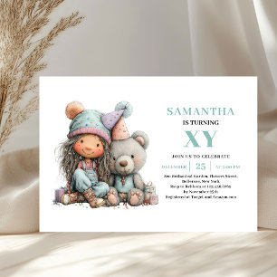 Fille originale 4e anniversaire Invitations fantai