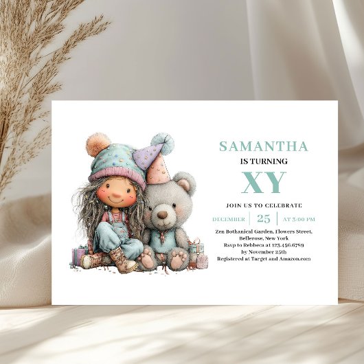 Fille originale 4e anniversaire Invitations fantai